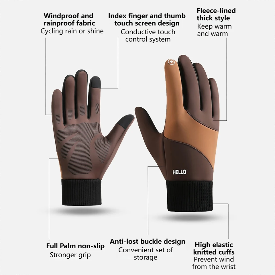 GTUBIKE Autumn Winter Sports Warm Gloves Waterproof and Anti Slip Cycling Gloves Wind and Cold Resistant Outdoor Activity Gloves