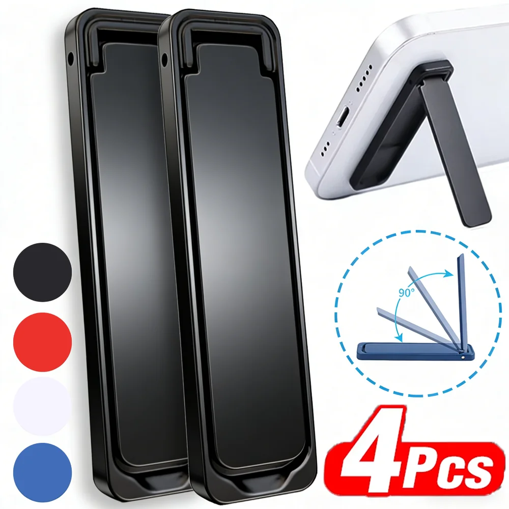 1-4 pièces Support de téléphone pliable ultra-fin en métal, autocollant arrière en alliage, support de bureau invisible pour iPhone Samsung Ordinateur portable