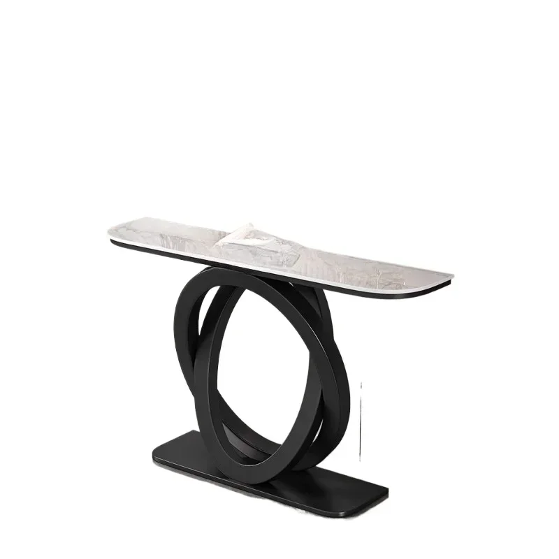 

Light luxury rock slab Entrance platform Italian semi-circular entrance cabinet Modern simple rock slab against the wall