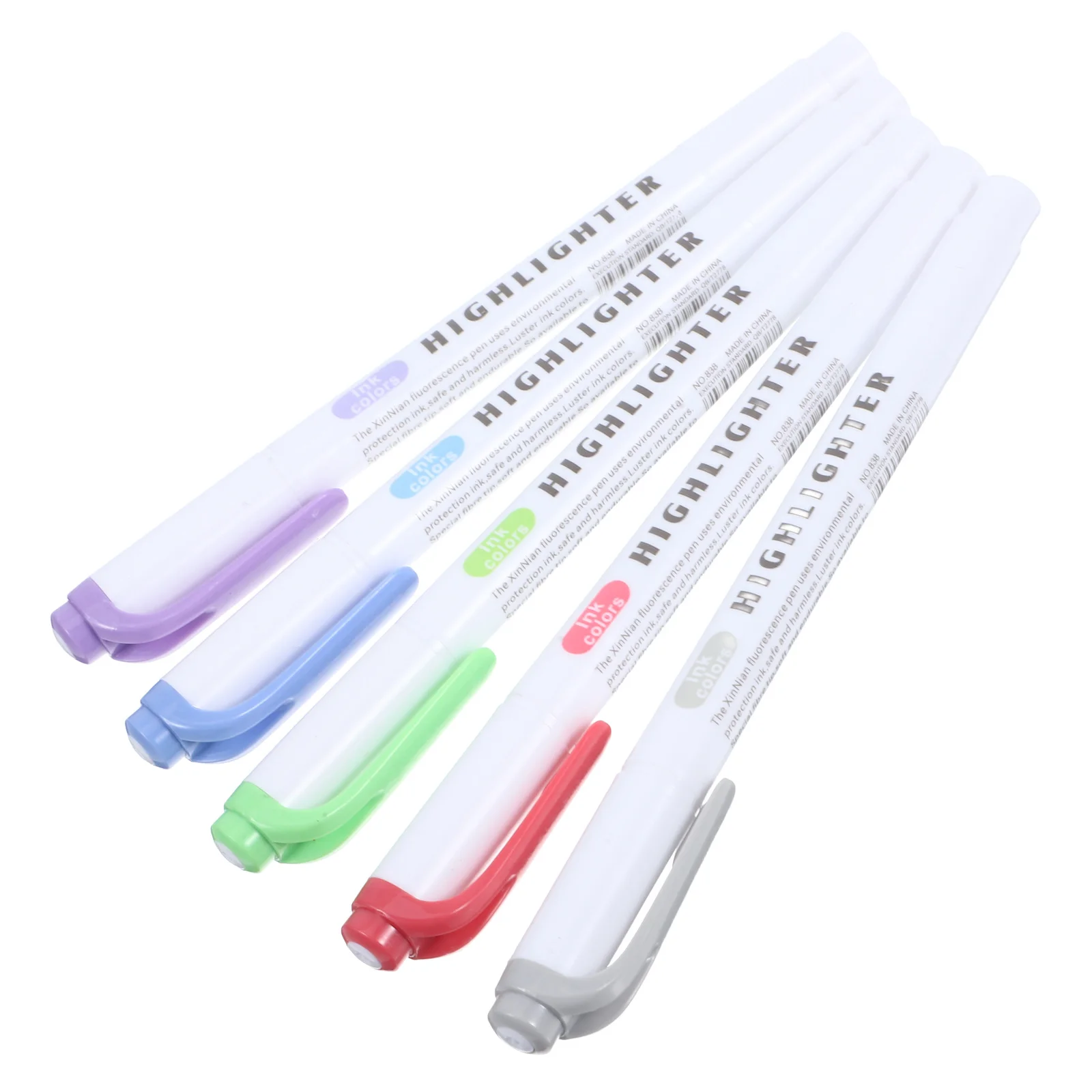 

5pcs Colored Highlighter Pens Dual Tip Fluorescent Marker Set For School Office Journaling Long Lasting Vibrant Colors Ergonomic