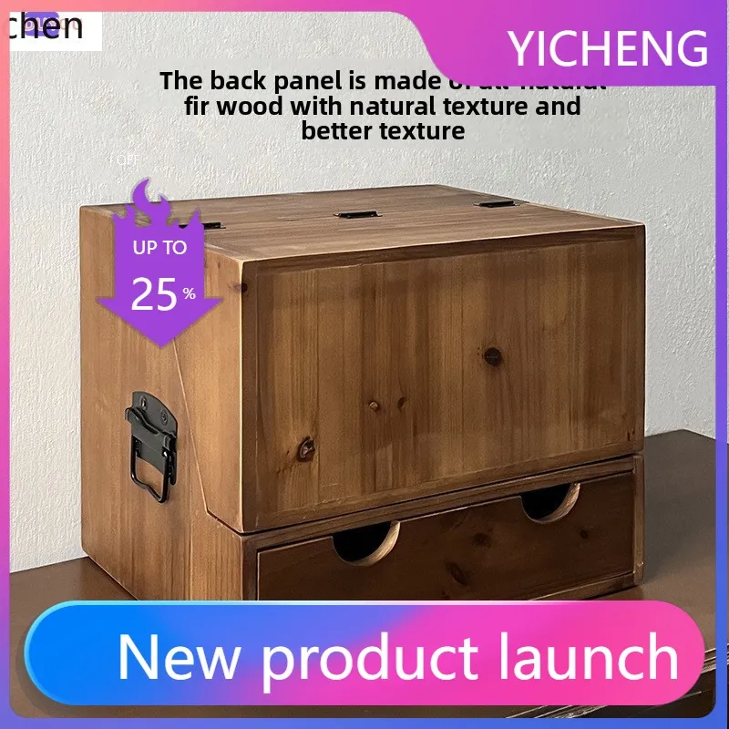 

LYY Desktop Storage Box Drawer Solid Wood Multi-Functional Storage Box Display Cabinet