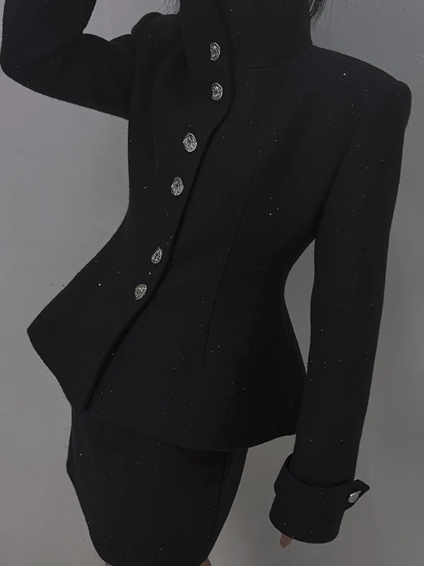 

Зимнее шерстяное пальто Yebuybuy с эффектом утяжки талии, длинное, А-силуэт, комплект с жакетом, женская модная одежда во французском стиле, теплое