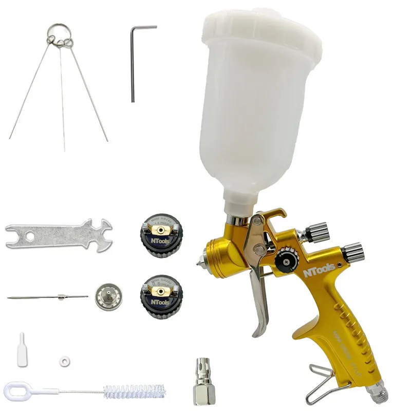 HVLP Air Paint Spray Gun 1.2mm Main Gun With 0.8mm Or 1.0mm Nozzle Needle Cap Set 250cc Cup Auto Car Furniture Painting Sprayer