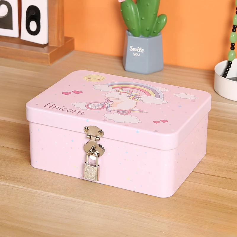 Iron Box Thickened Storage Box with Password Lock Box Jewelry and Hair Accessories Cosmetics Storage and Packaging Iron Box