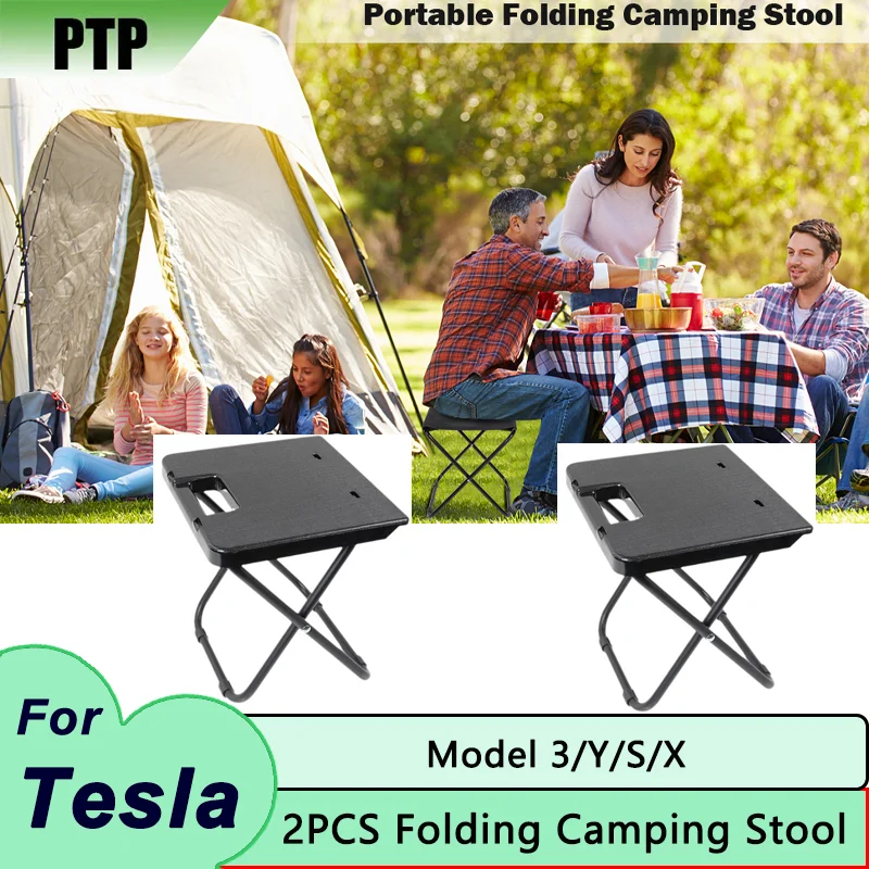 Portable Folding Camping Stool for Tesla Model 3/Y/S/X Outdoor Footstool for Travel Walking Hiking Fishing Picnic Barbecue Stool