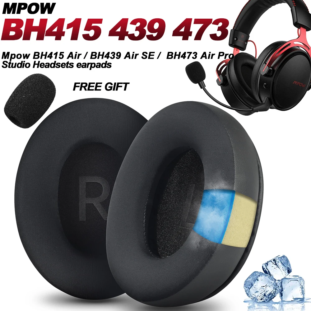 Almohadillas de espuma de repuesto para auriculares Mpow BH415 BH439 BH473, almohadillas de espuma viscoelástica, almohadillas de cuero proteico
