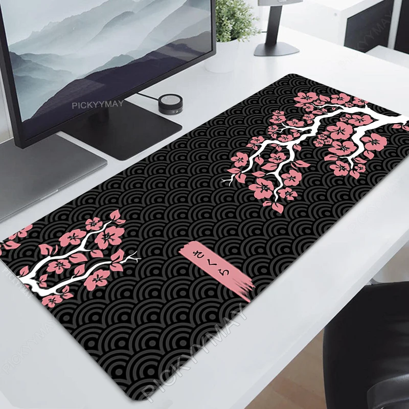 

Pink Sakura Large Mouse Mat Gaming Mousepad Big Gamer Mousepads Rubber Keyboard Mats Desk Pad HD Print Mouse Pads Locking Edge