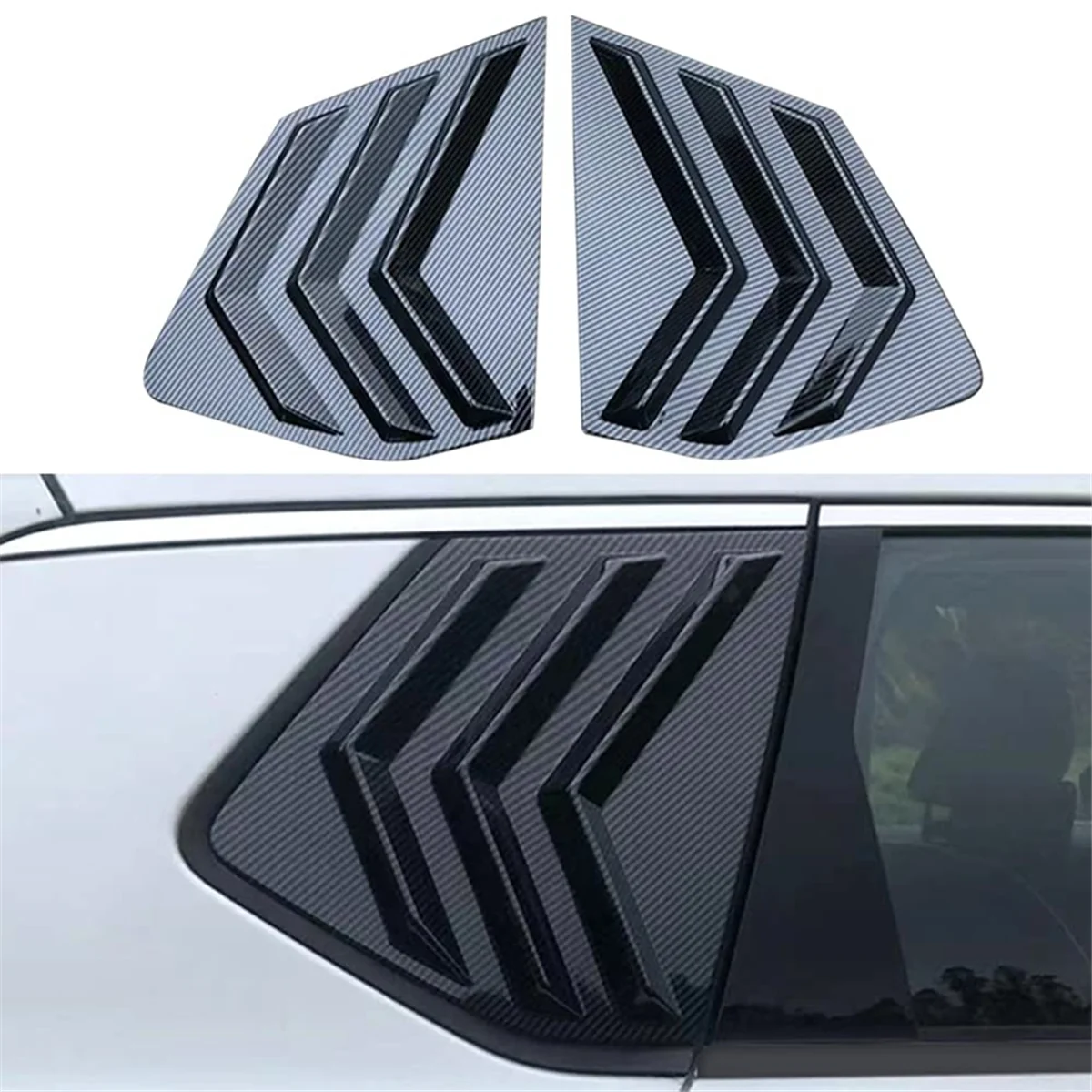 For Rogue 2021-2023 Rear Side Window Louvers Sport Style Air Vent Scoop Cover Decoration (Carbon Fiber Pattern)