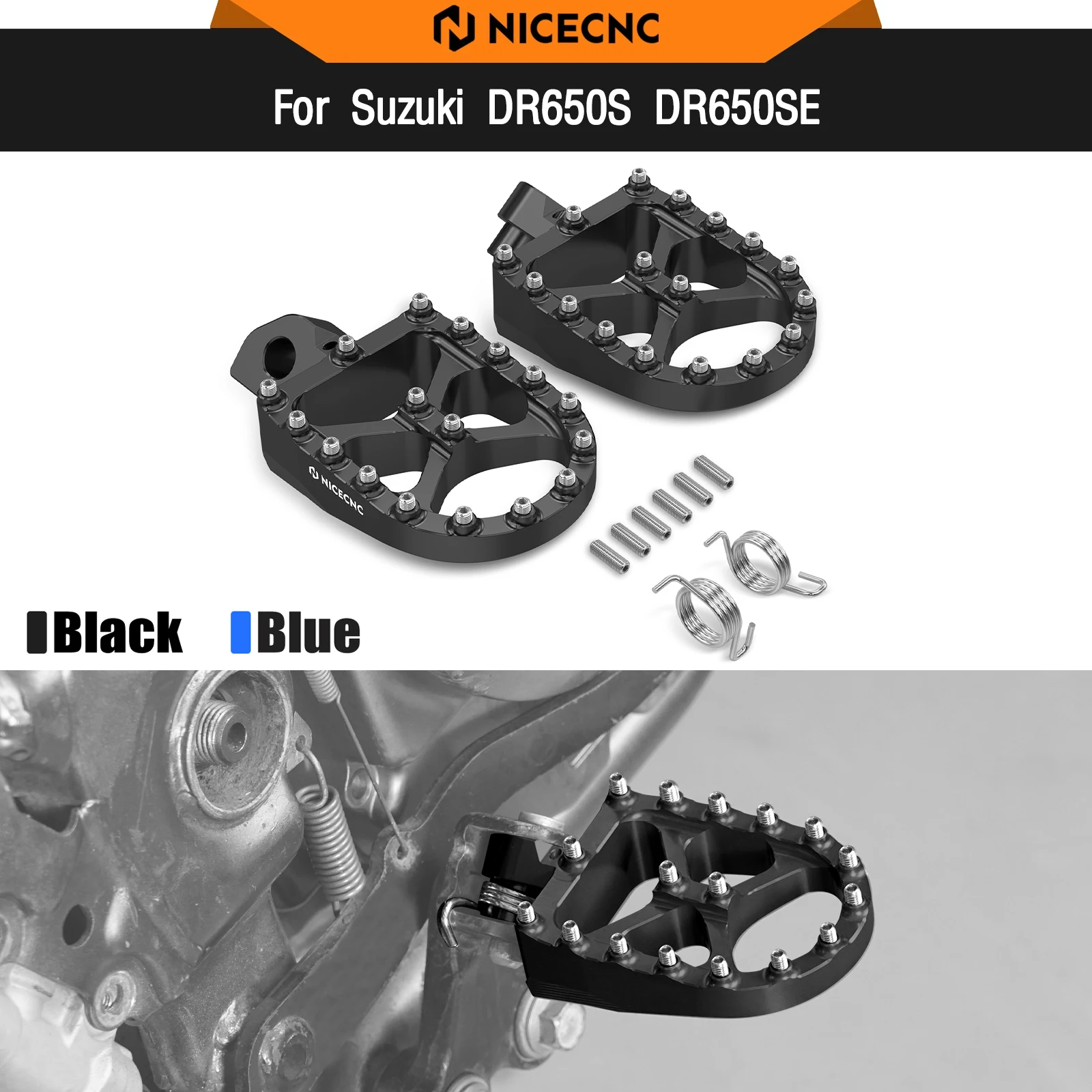 For Suzuki DR650S DR650SE DR650S/SE 1996-2026 Enlarged Footpegs Footrests DR 650 S DR 650 SE DR650 S DR650 SE DR 650S DR650SE