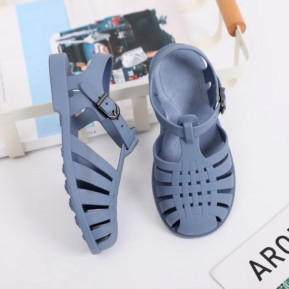 Children\'s Baotou Sandals Spring Summer Boys and Girls Soft Sole Perforated Shoes Flat Jelly Shoes Baby Walking Shoes