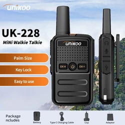 UNIKOO UK228 Walkie Talkie 2 pcs Mini Size Portable Handheld Radio Wireless Set Twol Way Radio Station Comunicador Transceiver