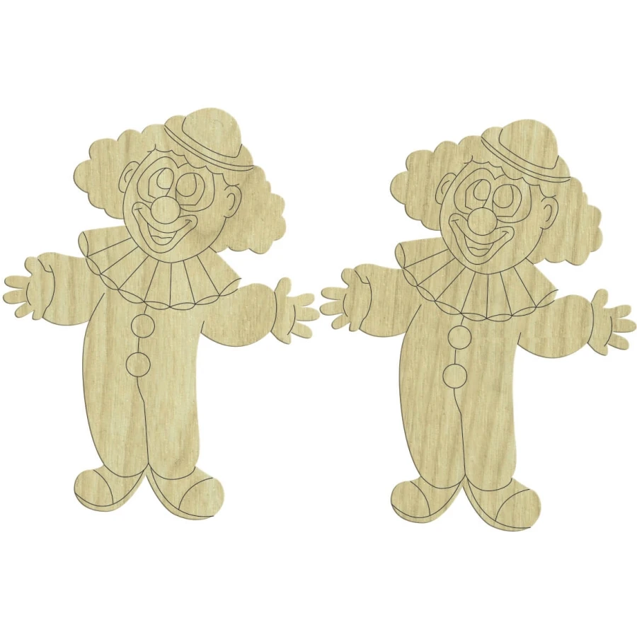 KD178 Clowns 2li Set Wooden Package Ornament, Hobby Wood Ornament