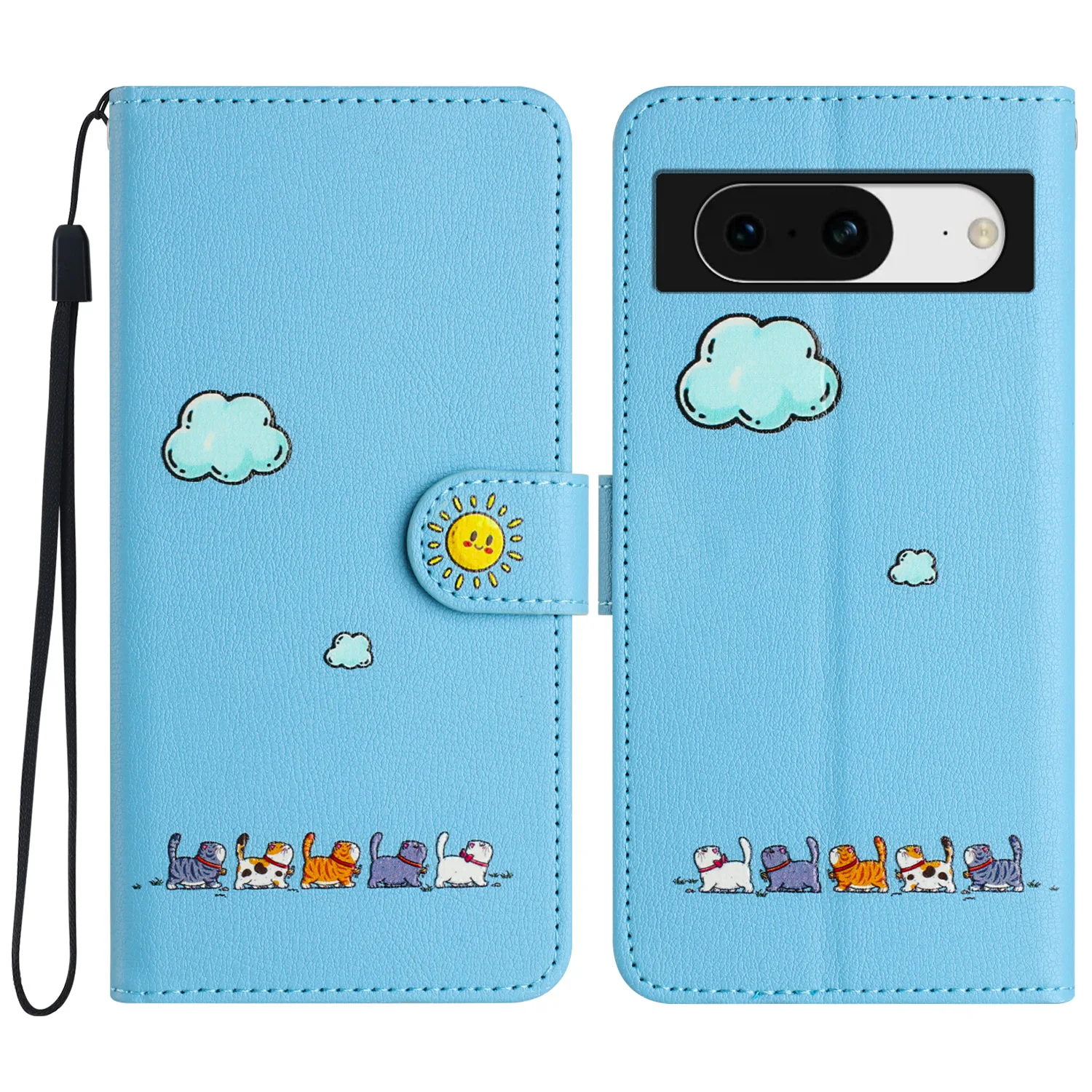 

For Google 8 / Google 8A / Google 8 Pro phone case cartoon cat style softshell clamshell leather case