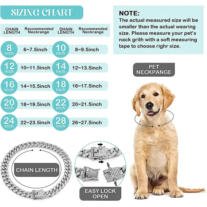 1-3pcs Luxury Link Cat Necklace Jewelry Rhinestone Collar Cat Gold Chain Kitten Wedding Prom Costume Accessories for Cats Puppy
