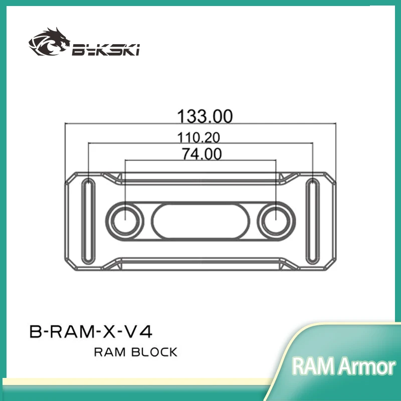 Bykski B-RAM-X-V4，RAM Water Cooling Block Use for Dual or 4 Channel with 2pcs / 4pcs Armor PC Cooled System Radiator RGB SYNC