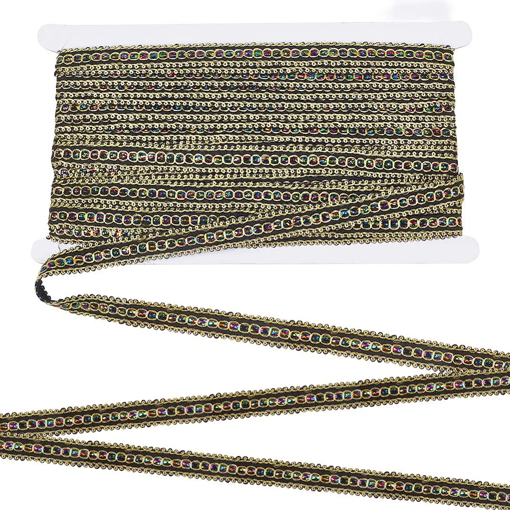 13.5M Metallic Lace Trims for Sewing Decoration Black 1/2 inch(14mm) 14.76 Yards(13.5m)/Strand
