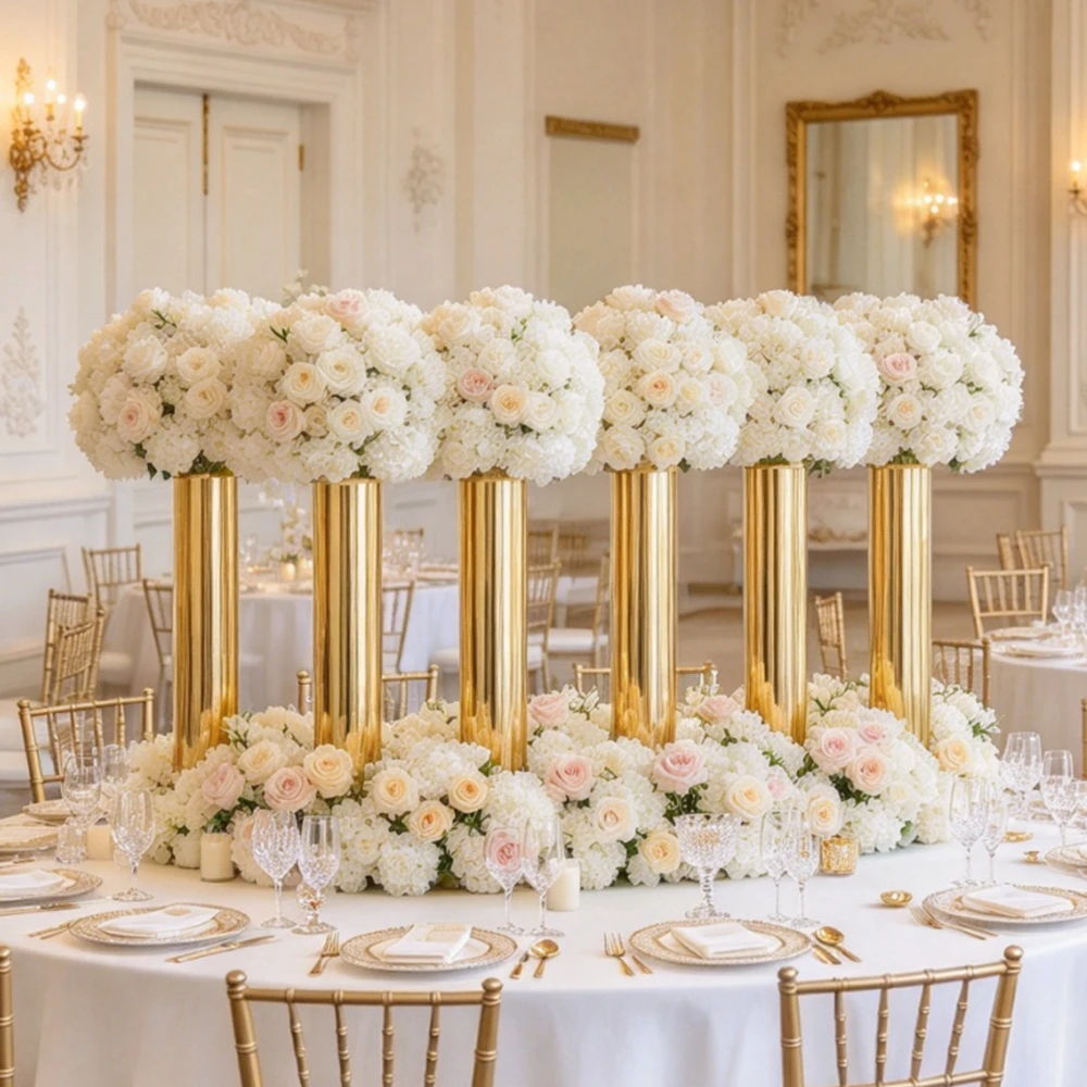 3-10psc 60-114cm  Design Popular Round cyliner sliver/Gold Stainless Steel Stand for Wedding Table Centerpiece Decoration