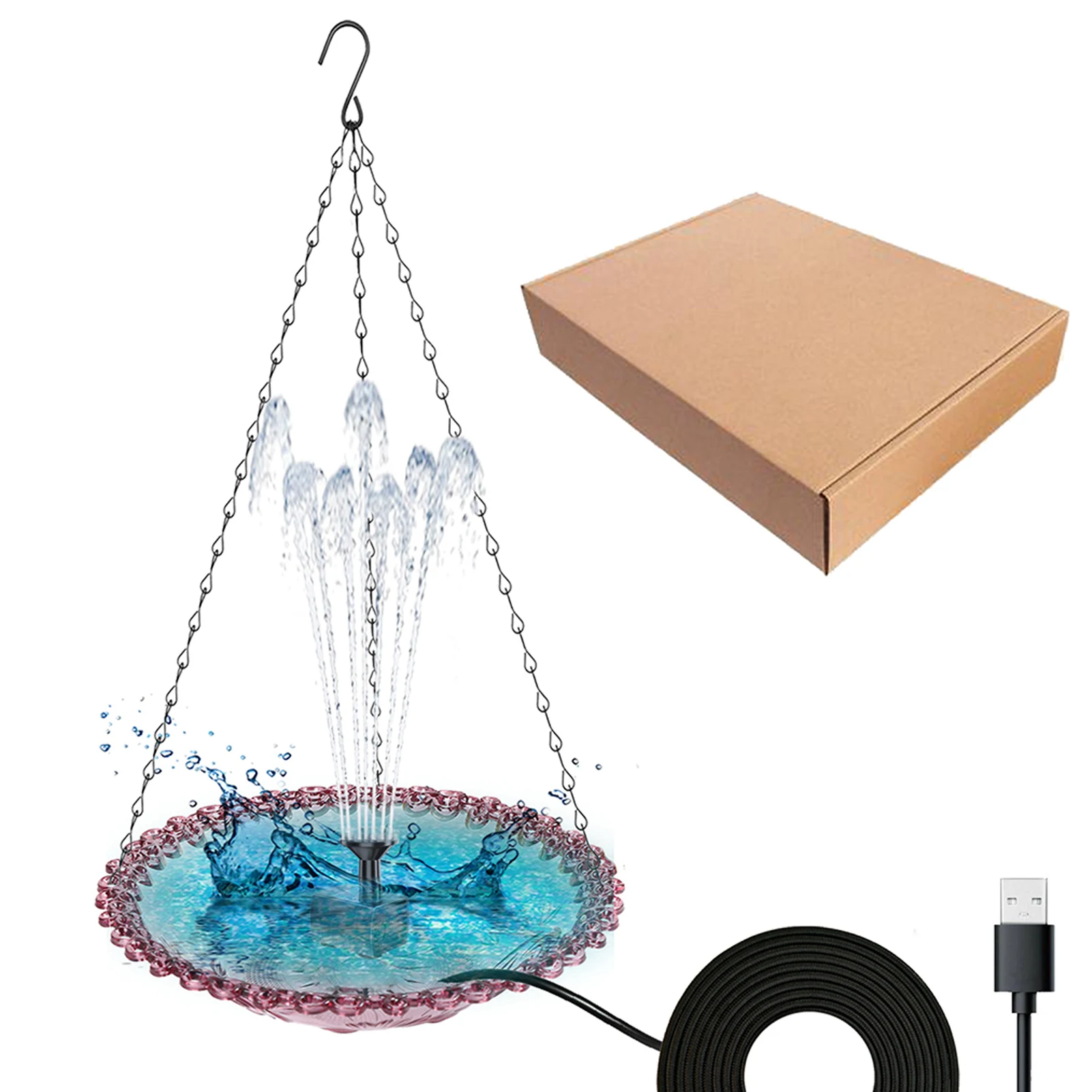 ABS Garden Floating Fountain USB Powered Bird Bathtub For Long-lasting Natural Temptation Bird Bath