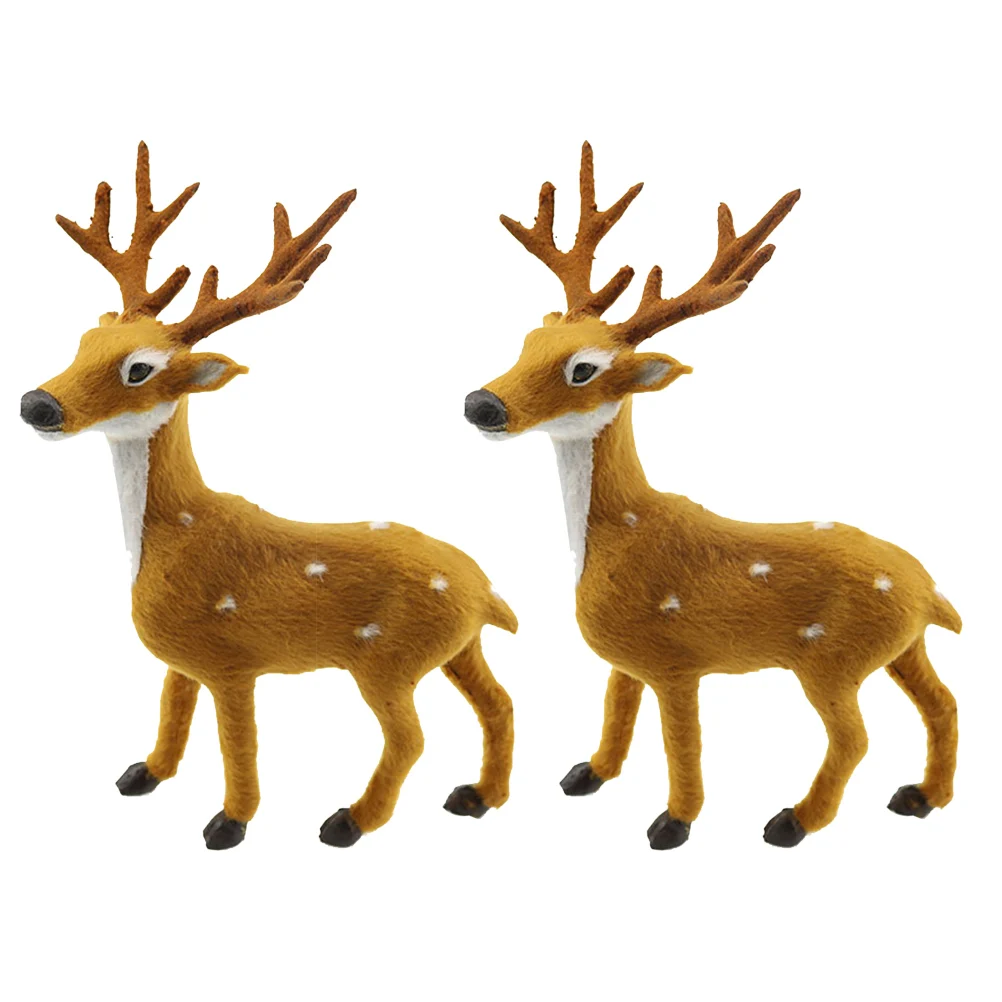 

2Pcs 15Cm Elk Desktop Decoration Christmas Theme Miniature Animal Ornament for Home Office Festival Xmas Party Decorative Piece