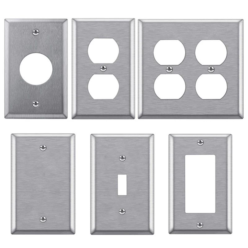 American Standard Switch Panel Stainless Steel Socket Cover Decorative Wallboard for Bedroom Industrial Concealed Metal Cover