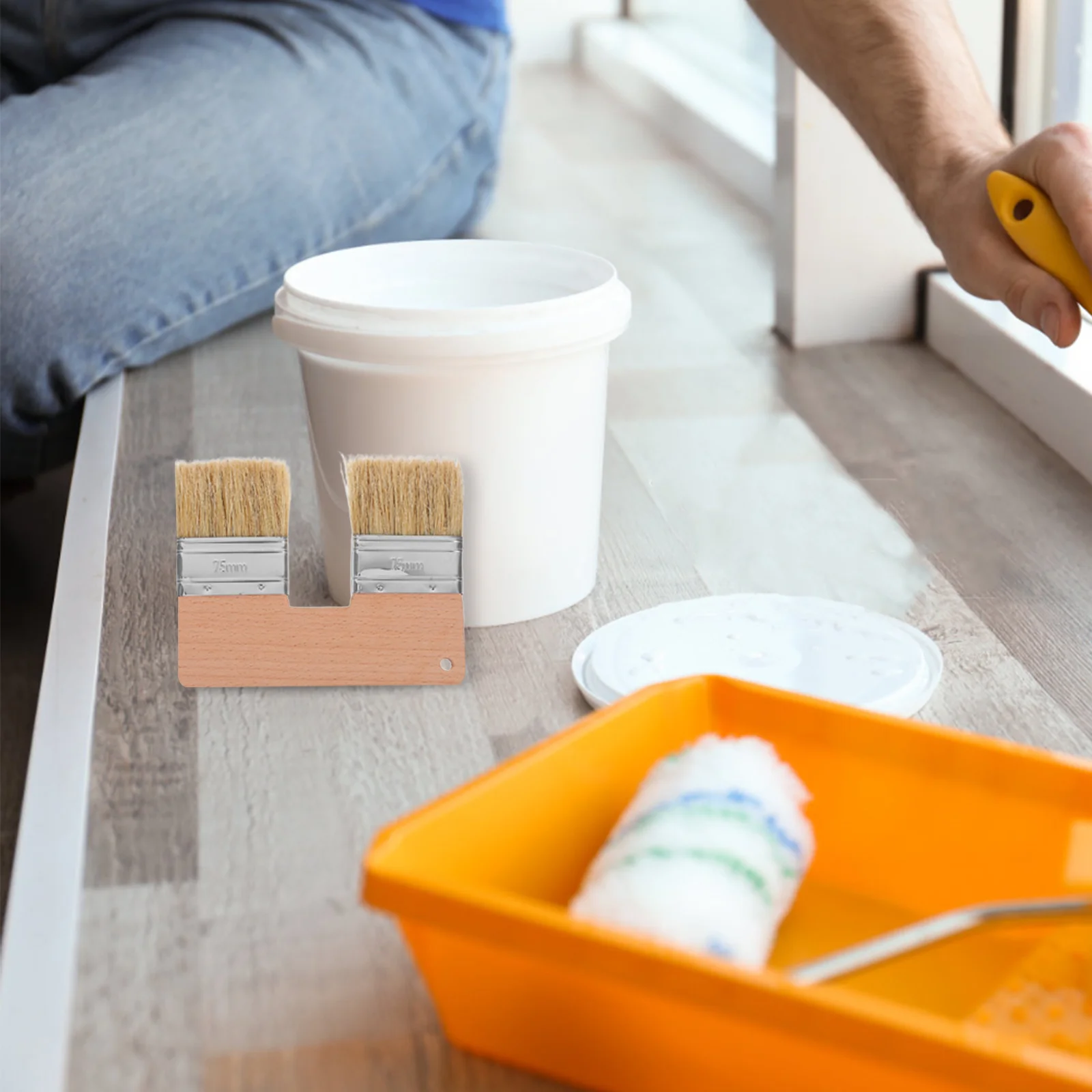 

Кисть для рисования с натуральной щетиной, плоская, с двойной головкой, для холста, настенной живописи, акрила, масла, инструмент для рисования