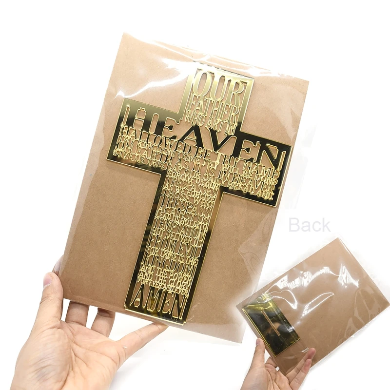 21cm Hollow Out Acrylic Scriptures for Cross with Stand Jesus Christ Catholic Bible Religious Christian Standing for Cross A0KF