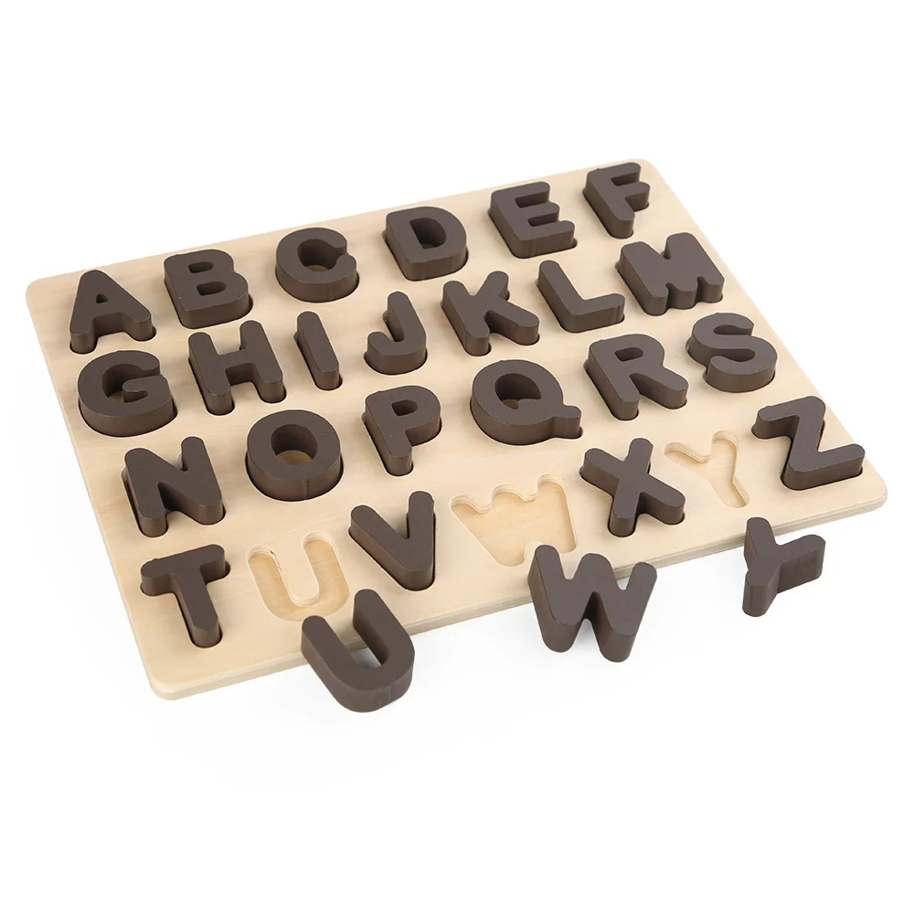 Baby Toys Montessori Wooden Puzzle Letters Alphabet Matching Early Educational 3 Years Old Kids Gift