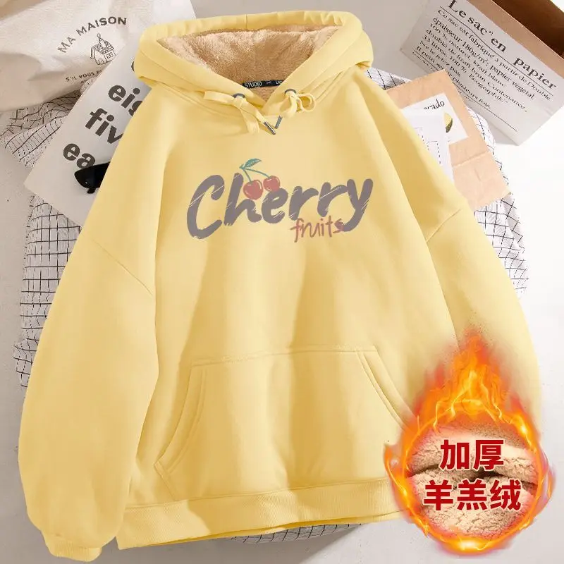 Y2k Green Hoodies Sweatshirt Women Autumn Winter Clothes Rabbit Year Prints Harajuku Clothes New Lamb Velvet Hooded Jacket