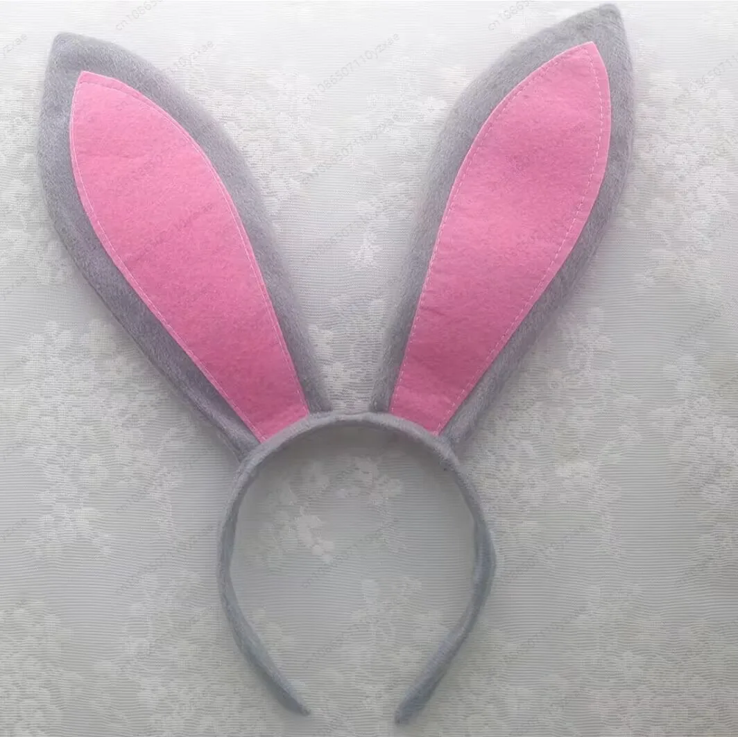 Bunny Girl Headband with Bow - Rabbit Ear Hair Hoop for Easter, Halloween & Cosplay Party, Fancy Dress Costume Accessory