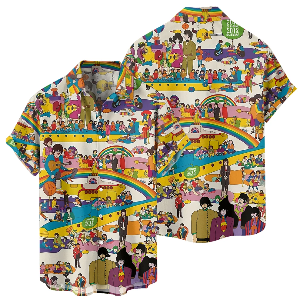 2024 new original summer fun world leisure travel large size short sleeve shirt Hawaiian style digital print loose trend shirt