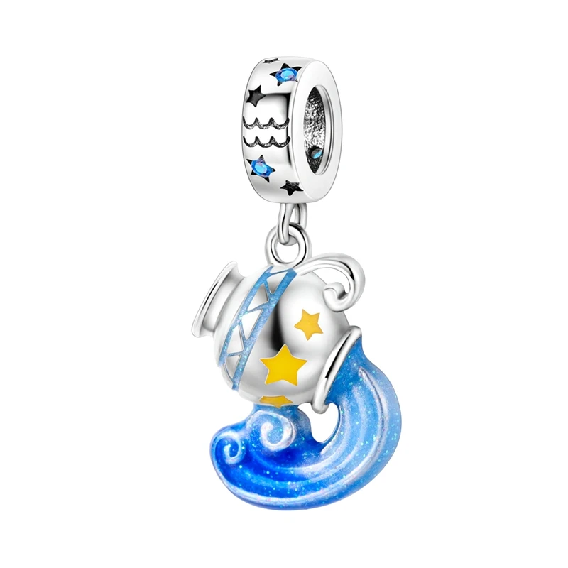 

2026 New 925 Sterling Silver Aquarius Charms Beads For Women Fit Original Bracelet DIY Birthday Party Jewelry Gifts