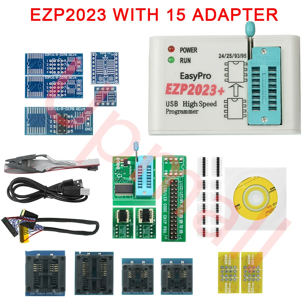 CH554T EZP2023 High-speed USB SPI Programmer + 15 Adapters EZP 2023 Support 24 25 93 95 EEPROM 25 Flash BIOS Chip