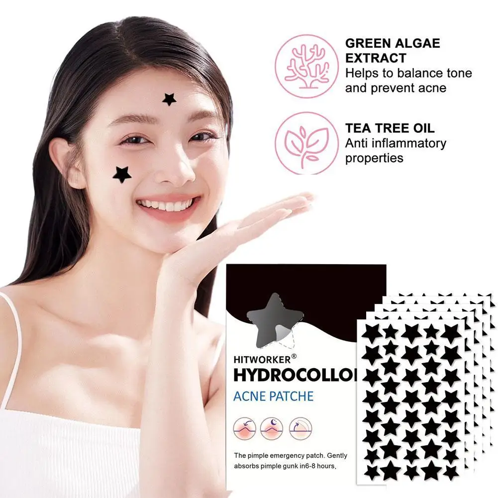 

200/400pcs Black Star Acne Patches Long Lasting Transparent Imulation Beauty Nose Stickers Portable Face Spot Makeup Tools