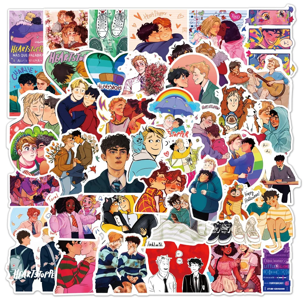 50PCS Dating Gay Heartstopper Graffiti Waterproof Sticker Creative Trend Personalized Decoration Water Cup Guitar