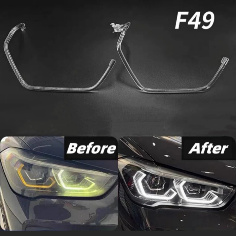 For BMW X1 F49 F48 2019-2022 Car Led Angel Eyes Headlight Guide Strips Acrylic Tubes Drl Daytime Running Accessories
