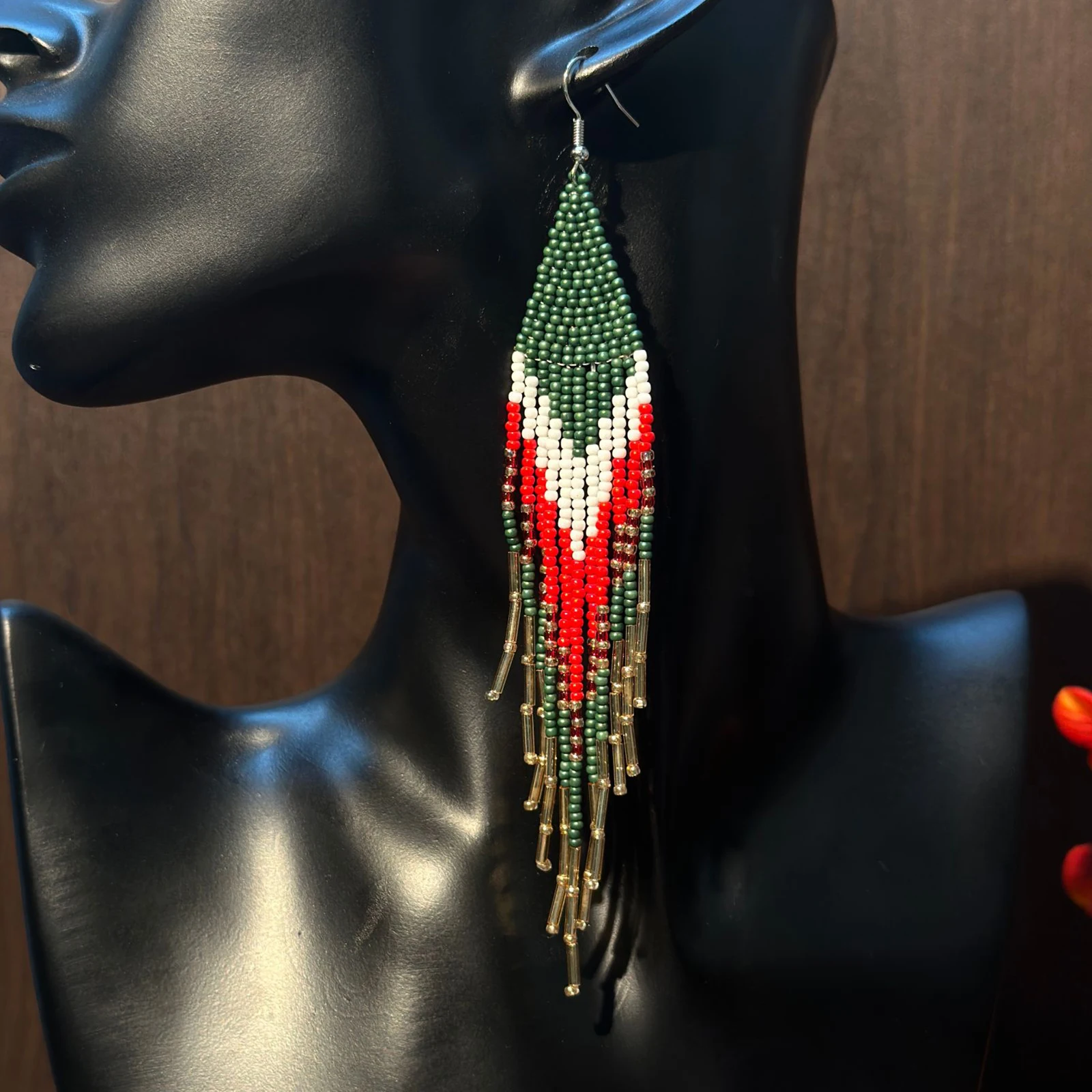 Handcrafted Geometric Beaded Fringe Earrings Bohemian Gradient Beads Earrings Hook Daily casual wear Fashion Jewelry Accessories