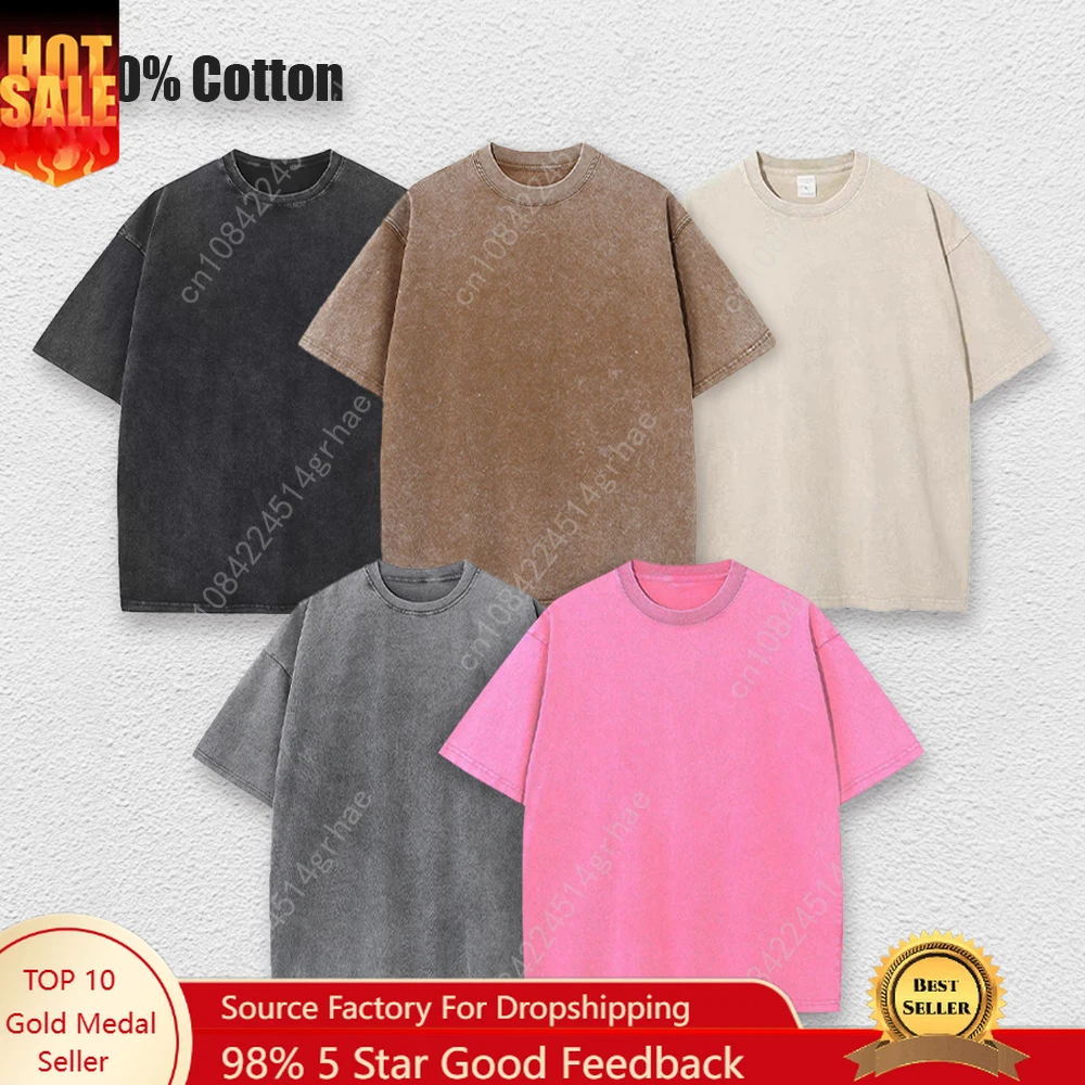

Oversized Tshirts for Men Gym Vintage Heavyweight T Shirts Cotton Workout Acid Wash Baggy Tees Solid Street Fashion Tops Unisex