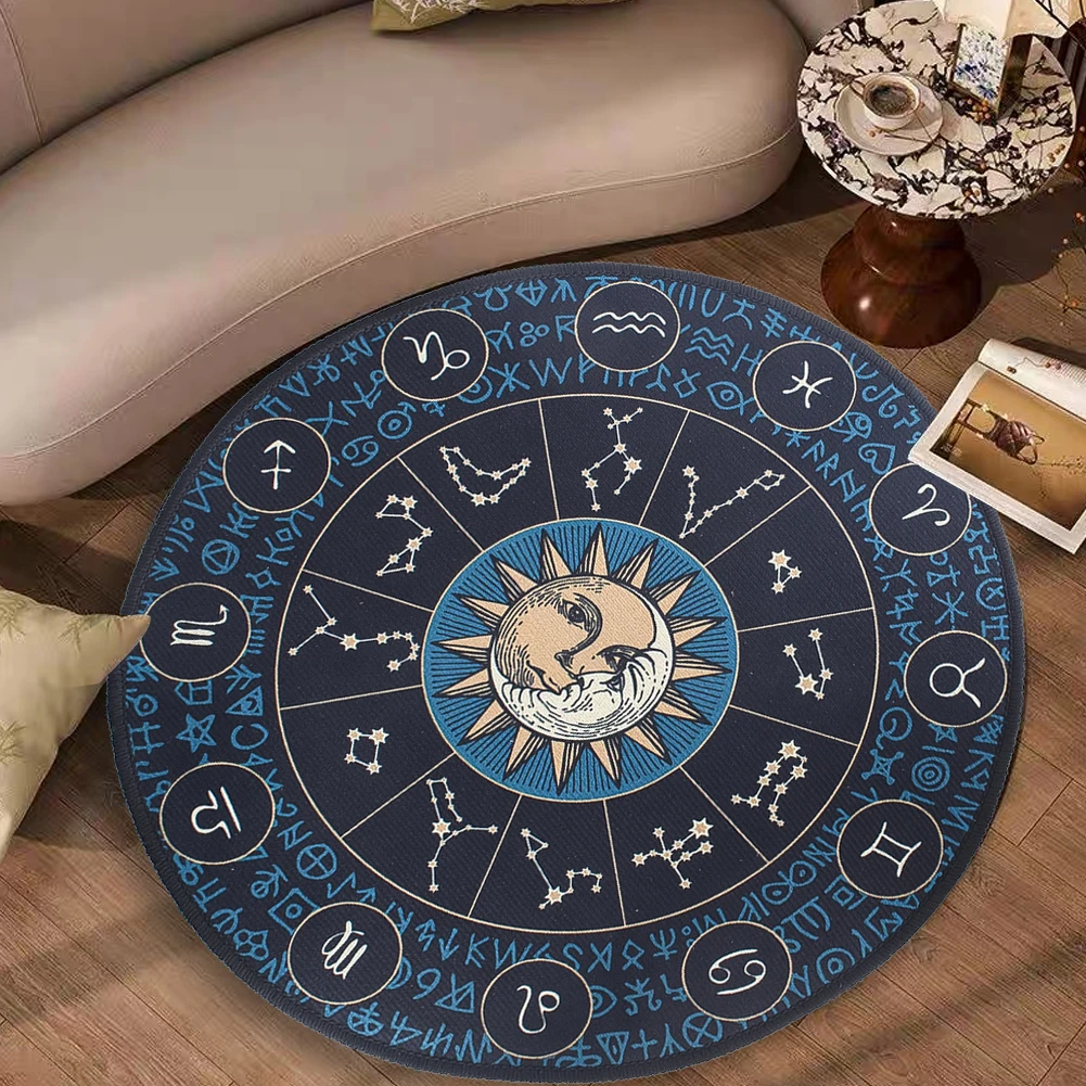 

40cm Round Constellation Cloth Mat Non-slip Wear-resistant Tarot Card Game Table Mat Bedroom Dormitory Supplies Home Decorations