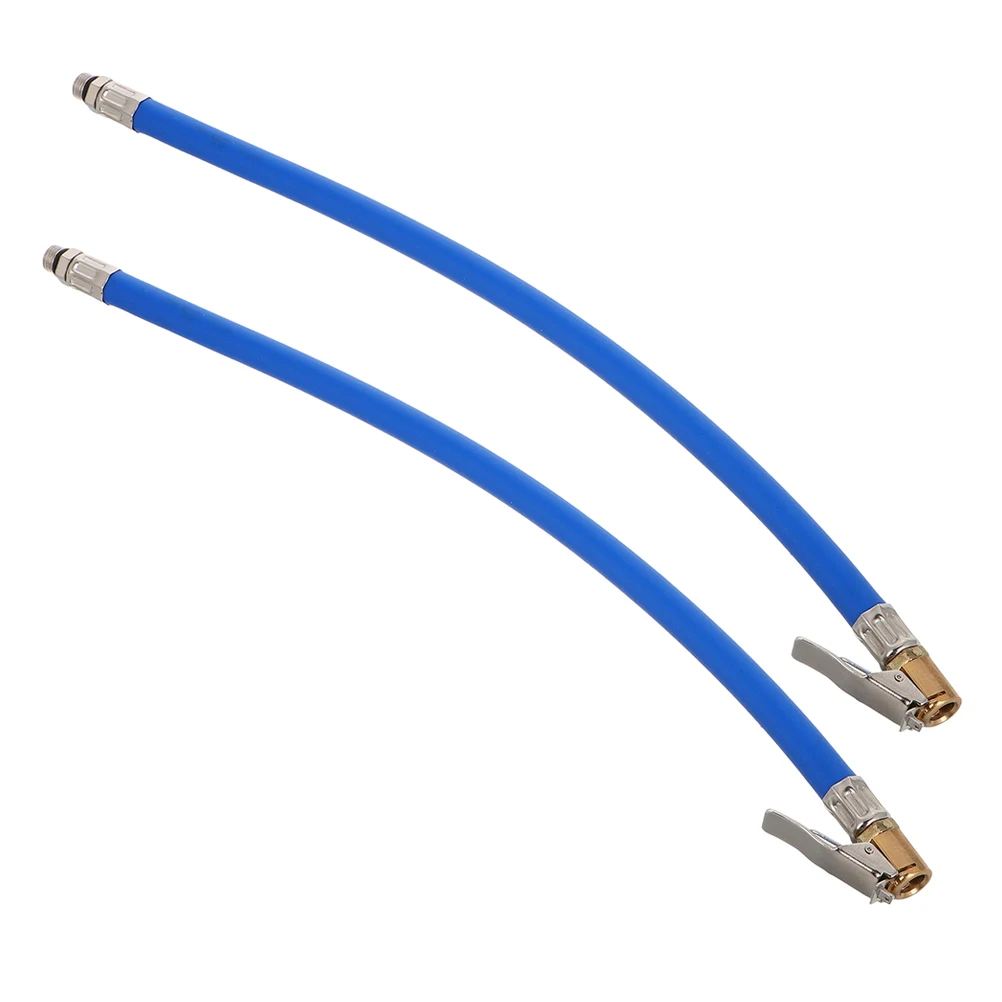 

2pcs Tire Inflation Tool Air Hose Bike Pump Adapter Heavy Duty Copper Head Blue Rubber Hose Truck Motorcycle Tire Repair