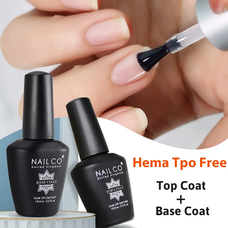 NAILCO 15ml HEMA FREE TPO Base Foundation No Wipe Top Coat Transparent Semi Permanent UV Lacquer Varnish Gel Primer Nail Art