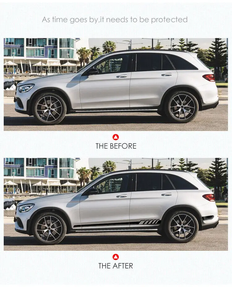 Adesivo de decalques de vinil com listras laterais para capô de carro para Mercedes Benz GLC X253 X254 C253 C254