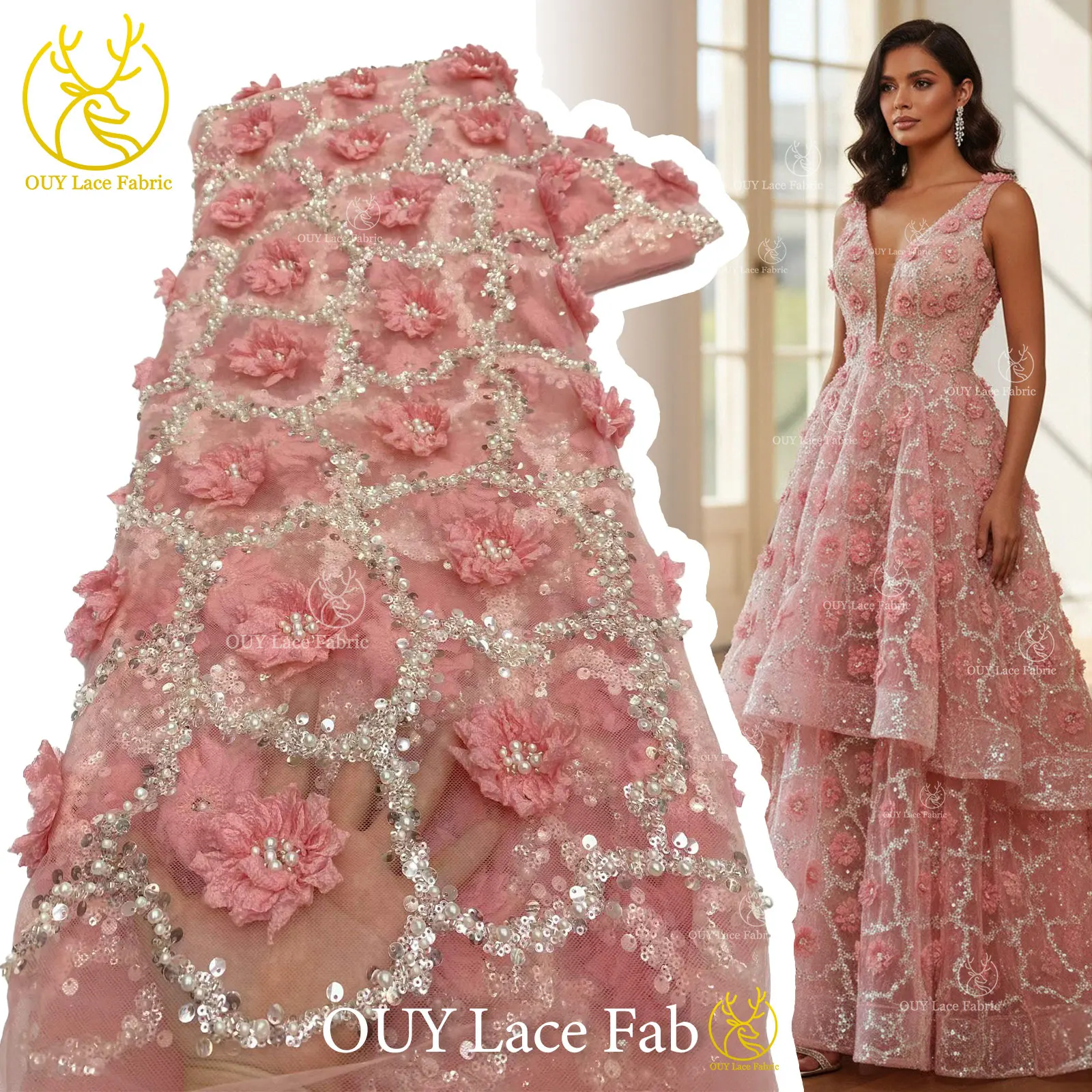 

Африканская золотая шелковая водорастворимая ткань, кружево 2025, высококачественный роскошный гипюровый шнур, кружевная ткань для шитья женских вечерних платьев