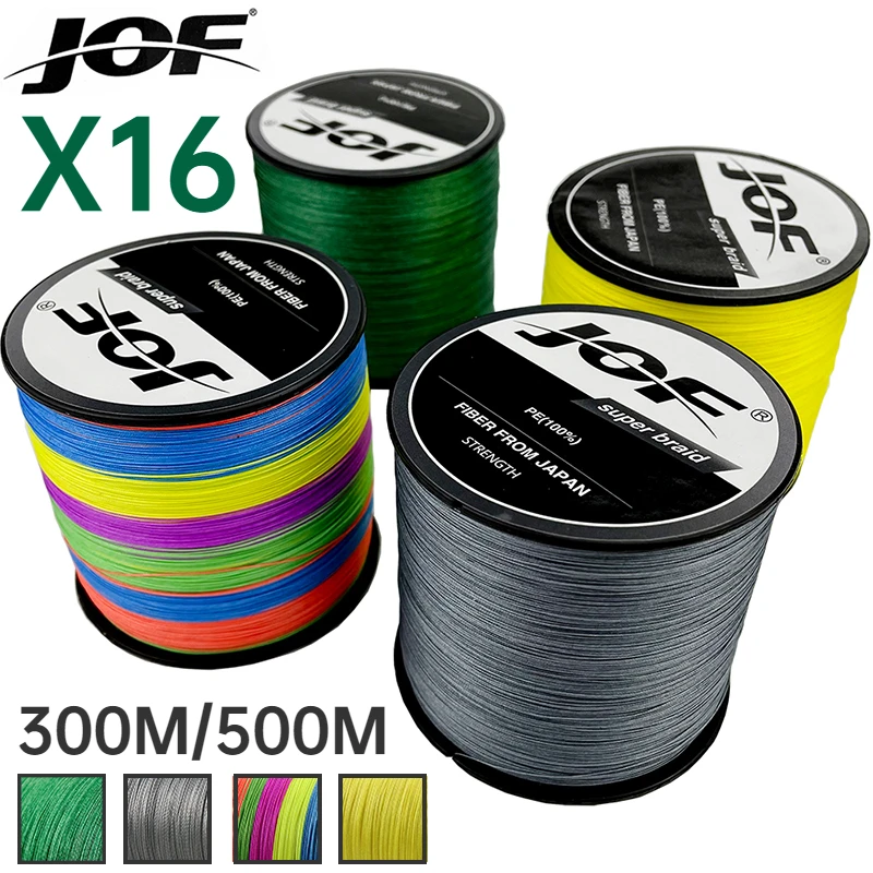 JOF NEW Multifilament 16 Strands Braided Fishing Line 500M 300M Sea Saltwater Jigging PE Wire Abrasion Resistant 25-200LB Pesca