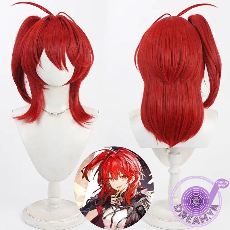 Exusiai The New Covenant Cosplay Wig Arknights Red Heat Resistant Synthetic Hair Halloween Party Role Play Carnival + Wig Cap