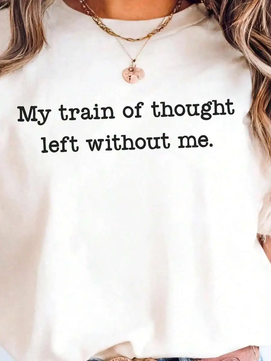 Women Crewneck Short Sleeve T Shirt Mind Map Fun Mental Health Graphic Print Satirical Quotes Casual 1 Piece Trendy Top