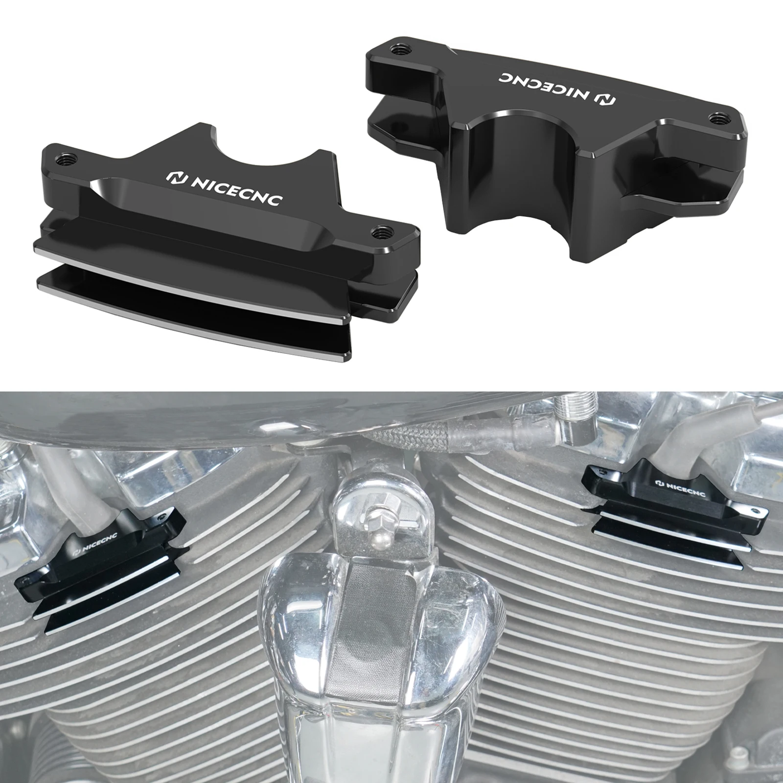 For M8 Engine Finned Spark Plug Covers for Harley Road King FLHR FLHRXS Street Glide FLHX FLHXS Road Glide Ultra Limited 17-Up