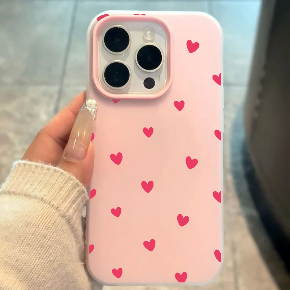 Red Love Heart Pattern Phone Case For Redmi 12 13C 14C 15C 5G 13 14 For Xiaomi Redmi Note 12 11 1014 13  Pro 4G Shockproof Cover