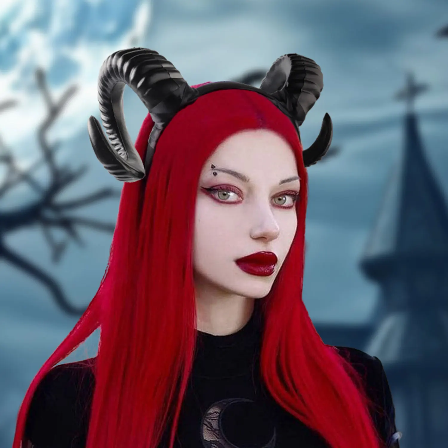 Decorazione per feste natalizie con fascia calda di Halloween, decorazione per festival fantasma, copricapo creativo con fascia in corno da diavolo