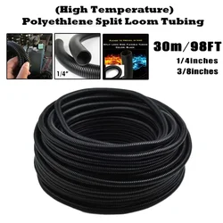30M Insulation Corrugated Tube Pipe Wire Harness Casing Cable Sleeves 1/4'' 3/8'' Black Split Wire Conduit Polyethylene Tubing
