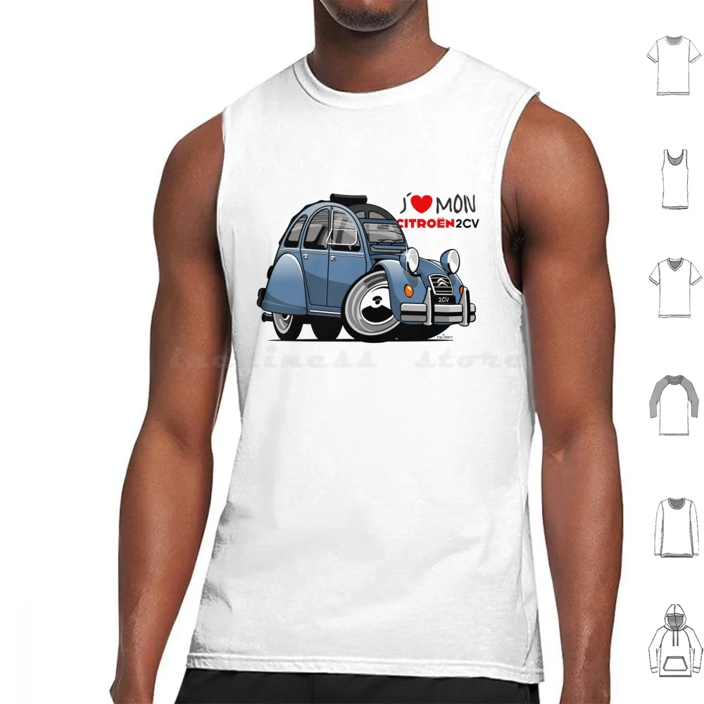 Citro ? N 2cv Caricature Blue Tank Tops Print Cotton 2cv 2 Cv Deux Chevaux Deuxchevaux Type Az Classic French Car France